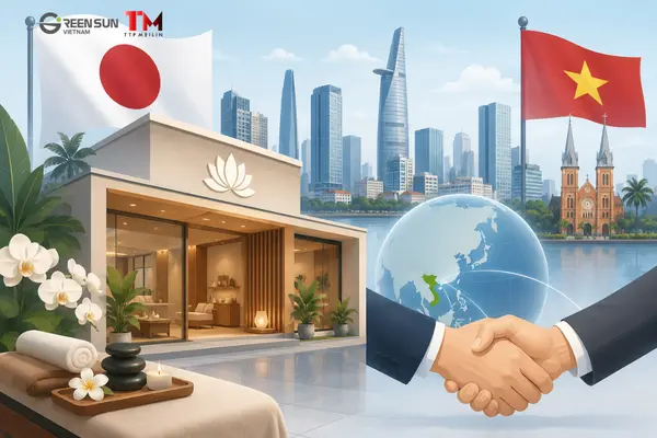 Consultant explaining legal procedures for setting up a non-medical spa business in Vietnam for Japanese investors.